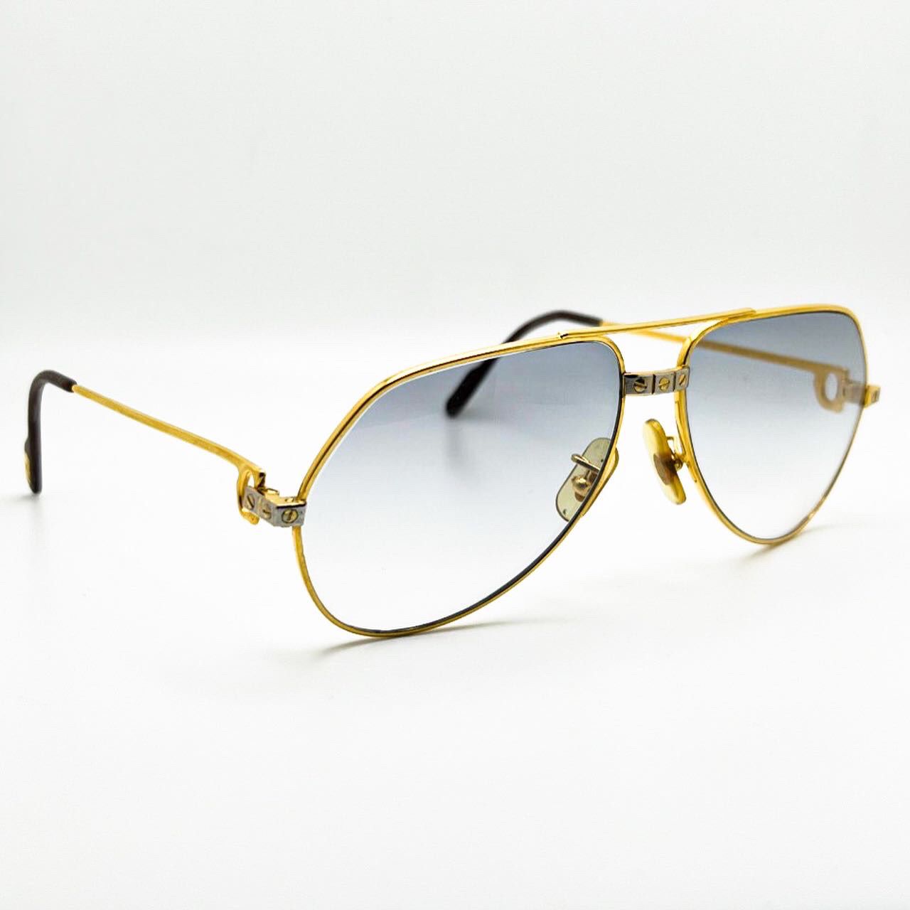 Vintage Gold Cartier Santos Smoke Grey Lenses - Registered Authentic - Luxury Optical