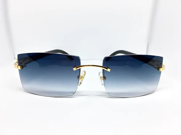 White Buffs With Custom Aqua Lenses - Luxury Optical