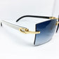 White Buffs With Custom Aqua Lenses - Luxury Optical