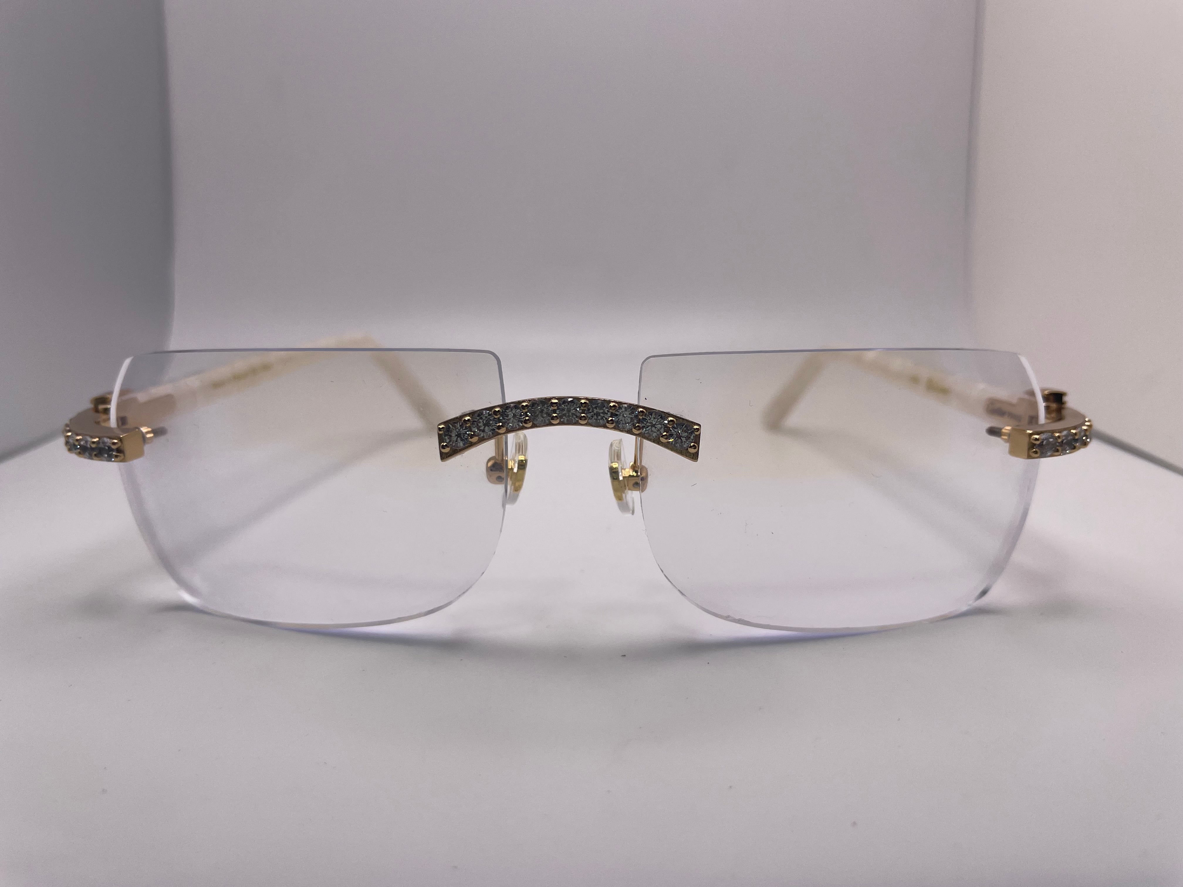 Cartier Small C D cor Silver w White Marbles Clear Luxury