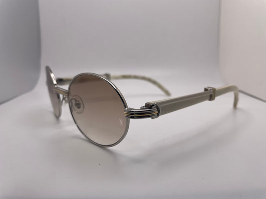 Cartier 55-22 - Silver w/ White Buffs - Luxury Optical